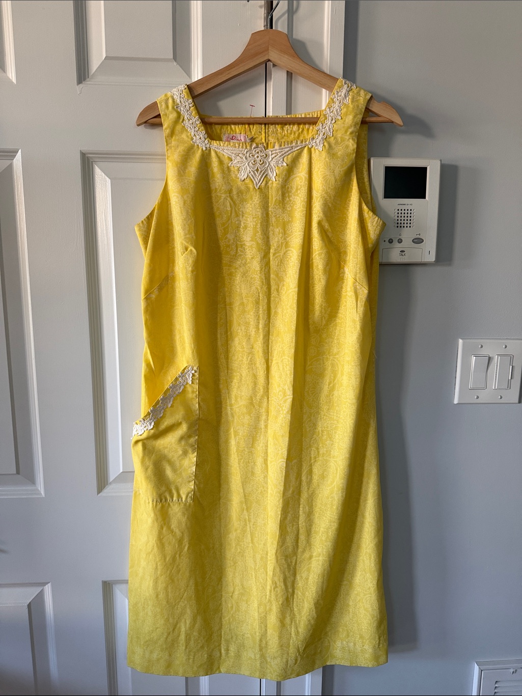 Lilly Pulitzer Yellow Shift Dress With White Lace Accent